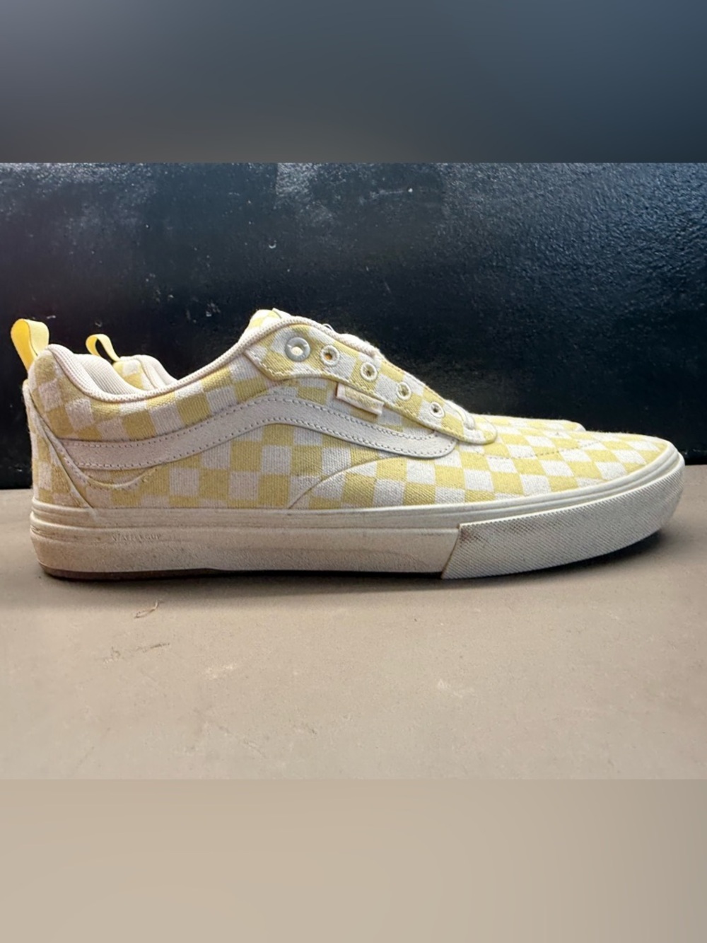 Men’s Vans Kyle Walker Pro Checkerboard Pale Banana Marshmallow Wafflecup 11.5